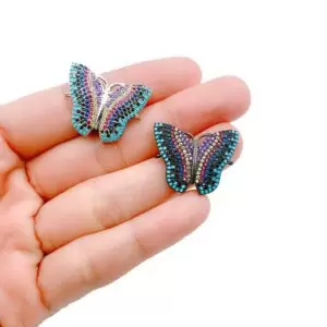 Butterfly Charm Connector, 18K Gold Colored CZ Micro Pave Connector, Butterfly Connector, Butterfly Pendant, 26x20mm, CN002
