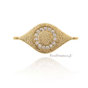 24K Gold Evil Eye Link Charm, CZ Micro Pave Evil Eye Link Connector, Black/Gold/ Silver CZ Evil Eye Connector, 22x11mm| CN098