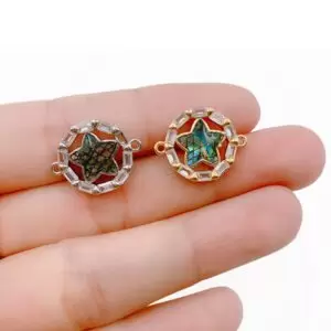 Abalone Shell Star Charm, Micro Pave Star Connector CZ Cubic Zirconia Crystals for Bracelet Necklace Earring Charm Pendant, 20x15mm, CN349