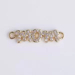 Mom Word Charm Connector in 18K Gold Filled, Mothers Day Gift, Mom Charm for Bracelet Necklace Component DIY Jewelry Making Supply, CN394