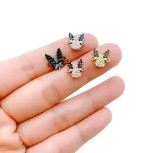 14K Gold French Bull Dog CZ Connector Link , Micro pave CZ link, Dog charm, Dog Connector, 9x9mm, CN164