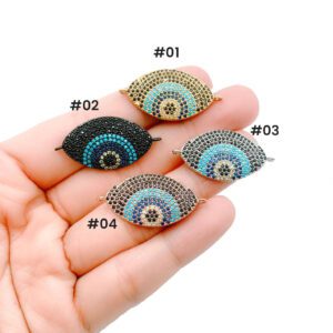 Gold Filled Evil Eye Connector, CZ Pave Eye Charm Links for DIY Necklace Bracelet Anklet Jewelry Making, Protection Boho Jewelry Gift, CN174
