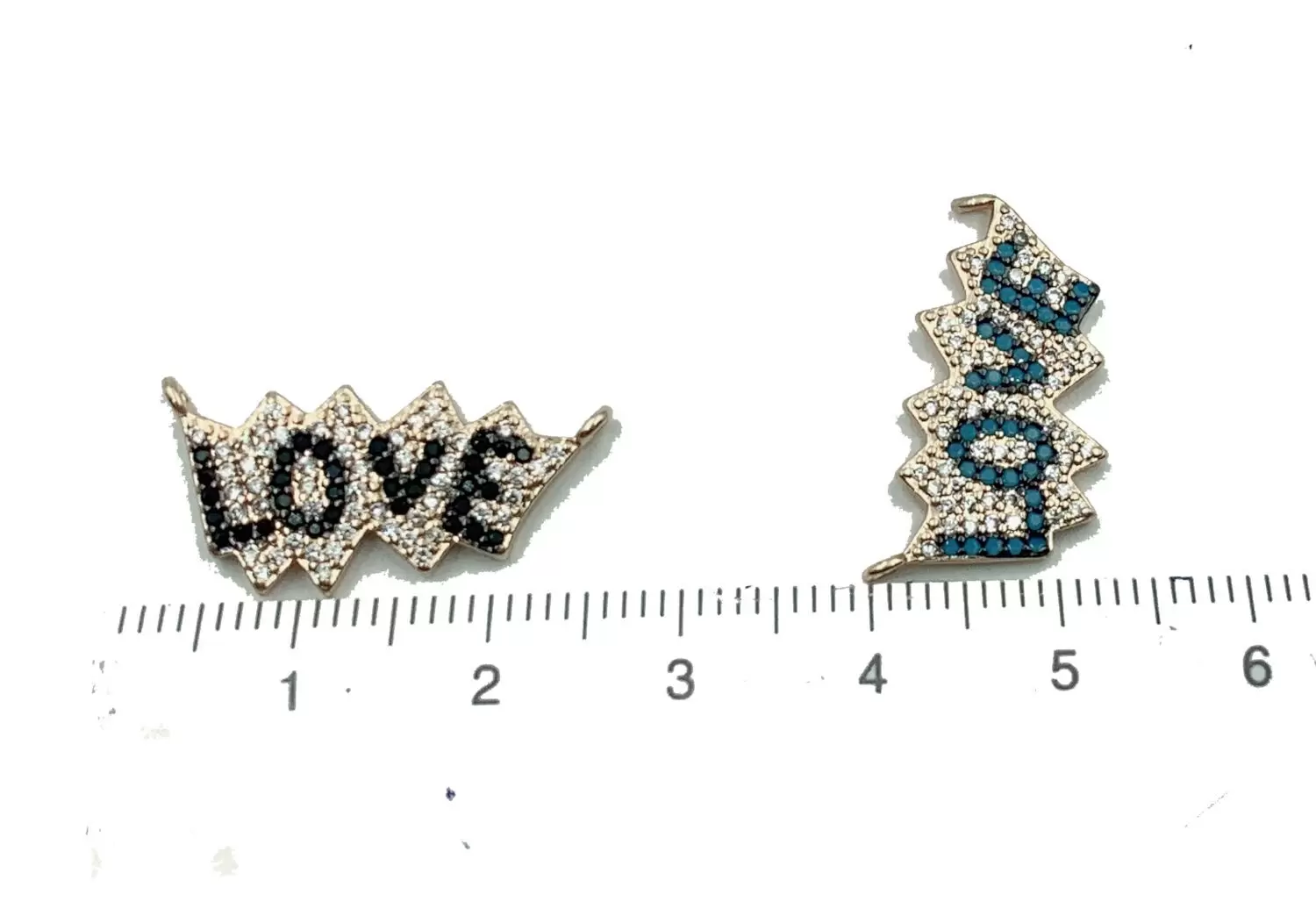 14K Gold Love Connector CZ Micro Pave, Colorful Love Link Connector, Love Charm, Connector Charms, Cubic Zirconia, 24x12mm, CN262 - Image 3
