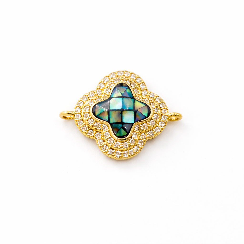 Abalone Clover Connector Charm, Four Leaf Floral Pendant for DIY Necklace Bracelet Making Jewelry Supply, Gift for Her, CN279 - Image 2