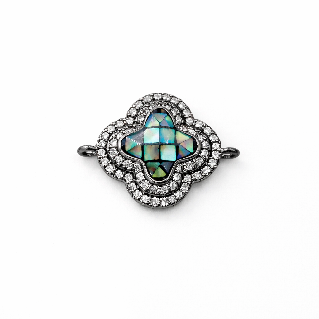 Abalone Clover Connector Charm, Four Leaf Floral Pendant for DIY Necklace Bracelet Making Jewelry Supply, Gift for Her, CN279 - Image 4