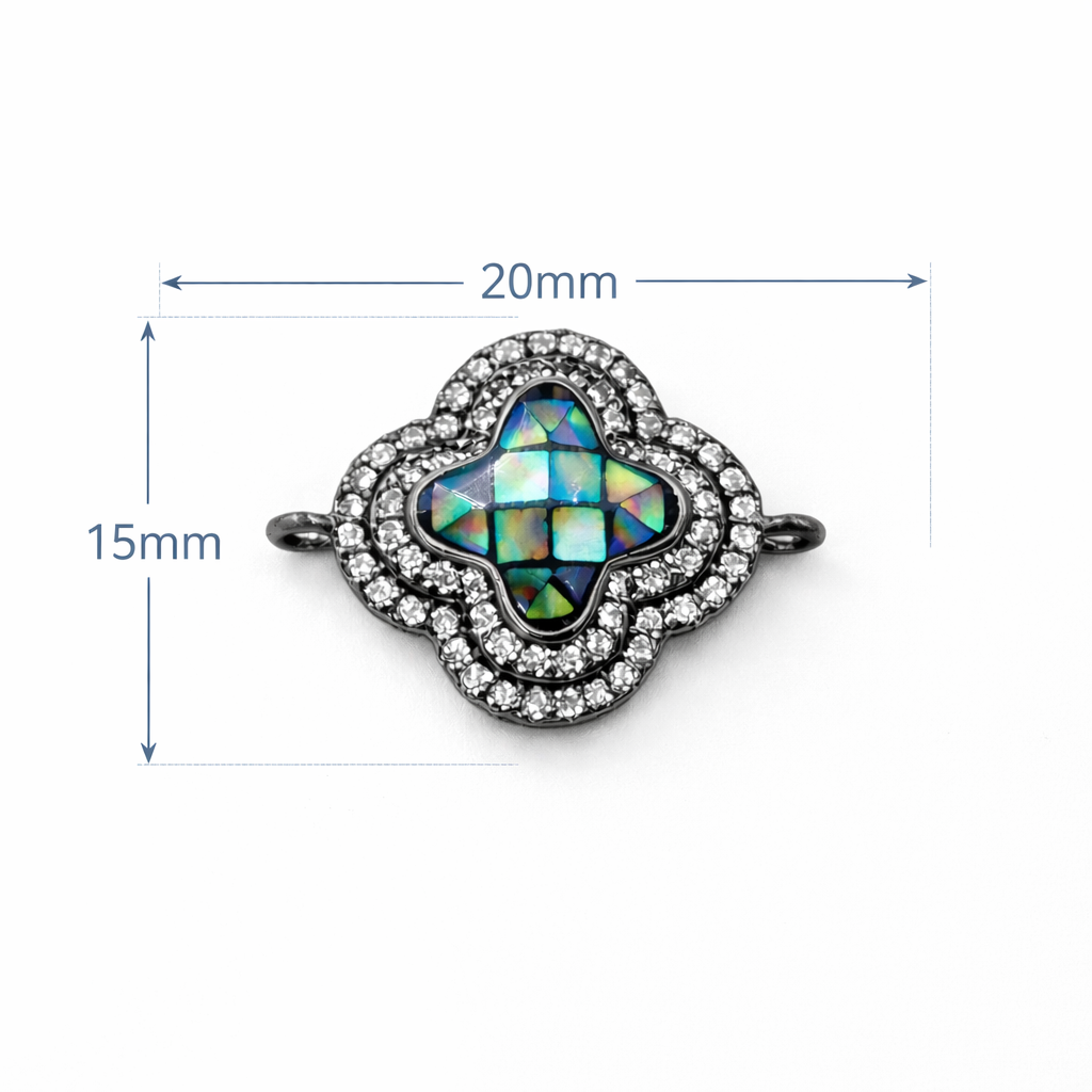 Abalone Clover Connector Charm, Four Leaf Floral Pendant for DIY Necklace Bracelet Making Jewelry Supply, Gift for Her, CN279 - Image 5