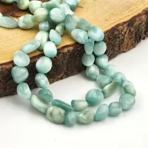 Natural Larimar Smooth Nuggets Shape Beads, Larimar Tumbled Beads, Larimar Smooth Nuggets Gemstone Beads Full Strand 15.5", PRP846