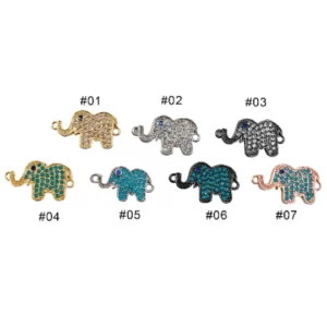 Turquoise CZ Elephant Charms Necklace Pendant in 18K Gold for Necklace Charm with CZ Stone Cubic animal Charm, 19mm, CN343