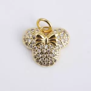 Dainty Mouse Head Charm, Gold Filled CZ Micro Pave Mouse Pendant for Necklace Bracelet Earrings Jewelry Making Supply, CP1938