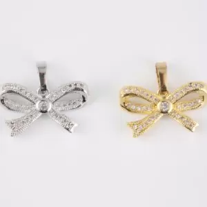 Dainty Bow Knot Charm, Gold Filled Ribbon Bow Minimalist Pendant for Necklace Bracelet Jewelry Making Supply, 19x11mm, CP1941