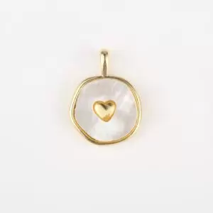 Gold Filled Heart Pearl, Abalone Round Charm Pendant for Minimalist Jewelry, CP1942