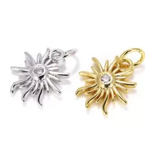 Delicate Sunburst Pendant/Charm, 18K Gold CZ Micro Pave Starburst Pendant, Sun Charm, Starburst Jewelry, 15x11mm, CP429