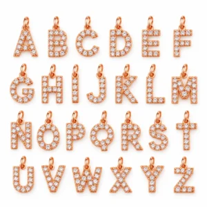Rose Gold CZ Alphabet Charm, Rhinestone Letter Pendant, Crystal Initial Charm for Necklace Bracelet, A to Z Jewelry Making Supply, CP482