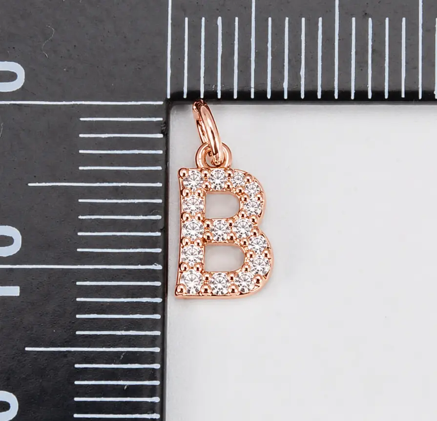 Rose Gold CZ Alphabet Charm, Rhinestone Letter Pendant, Crystal Initial Charm for Necklace Bracelet, A to Z Jewelry Making Supply, CP482 - Image 2