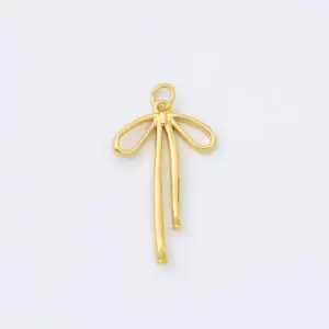 Gold Filled Ribbon Bow Minimalist Charm Pendant for Necklace Bracelet Earrings Jewelry Making Supply, CP1952