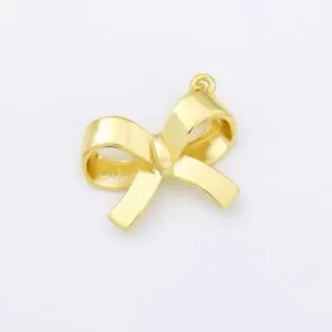 Gold Filled Ribbon Bow Minimalist Charm Pendant for Necklace Bracelet Earrings Jewelry Making Supply, CP1955
