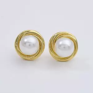 1 pair Freshwater Pearl Stud Earrings, Gold Filled Mabe Pearl Earrings, Wedding Earrings, Everyday Earrings, Gift for Her, 15mm, ER278