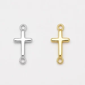 Dainty Cross Charm Connector, Gold Filled Cross Religious Link Connector for DIY Bracelet Necklace Jewelry Making Supply, CN487