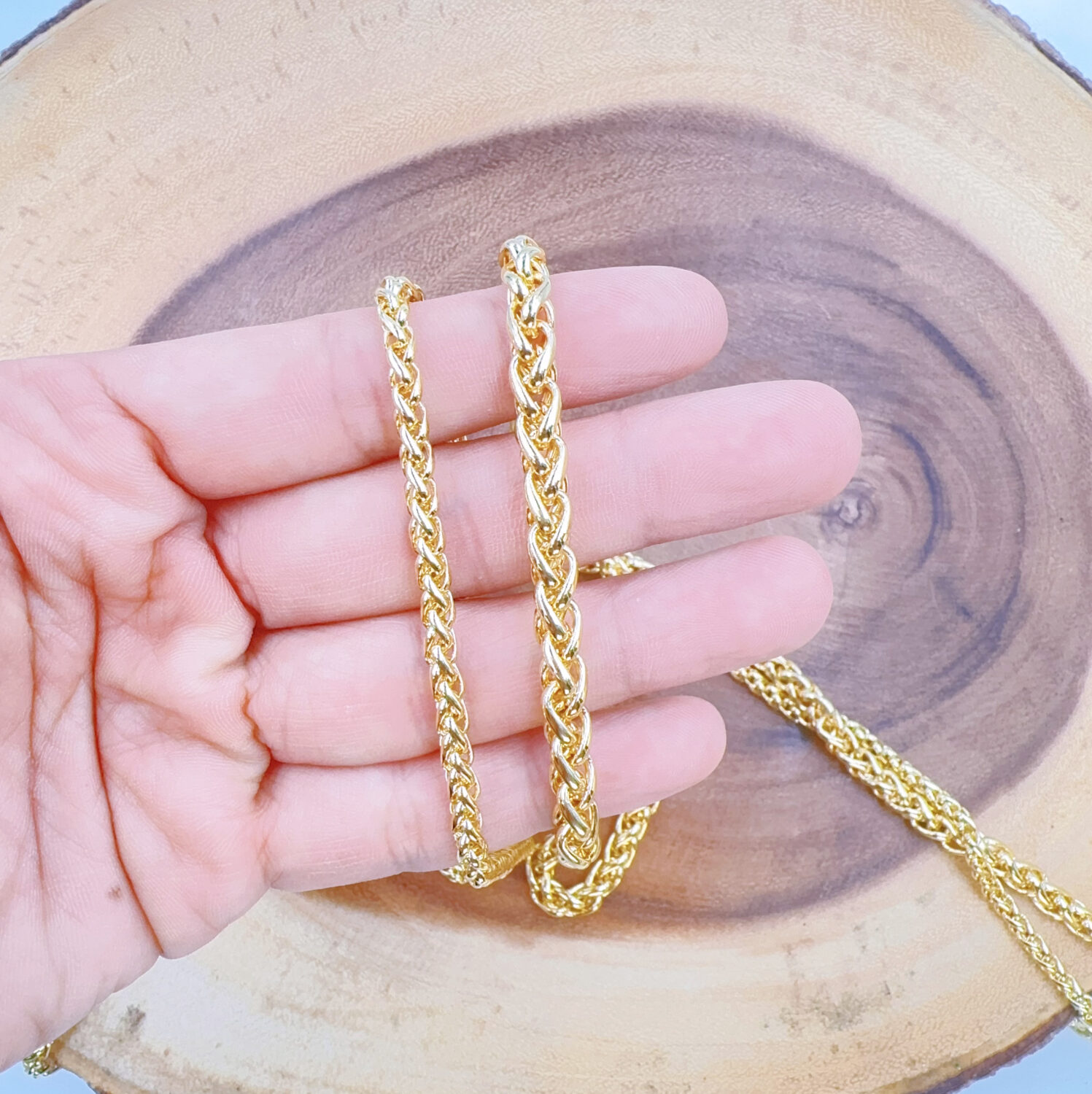 Wheat Chain, Gold Filled Spiga Chain by Foot, Unfinished Chain, Wholesale Bulk Roll Chain, CH326