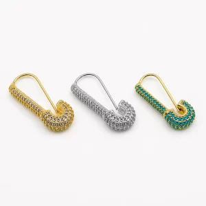 Gold Filled Pave CZ Safety Pin Clasp, Crystal Safety Pin Jewelry Finding, Decorative Pin Clasp for Bracelet Necklace Making, CL376