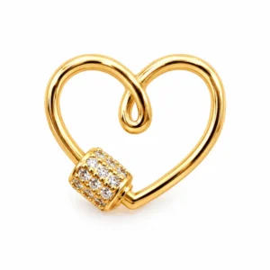 Gold Filled Heart Screw Lock Clasp, Carabiner Clasp with Pave CZ Rhinestones, Heart Lock for Bracelet Necklace Jewelry Making, CL423