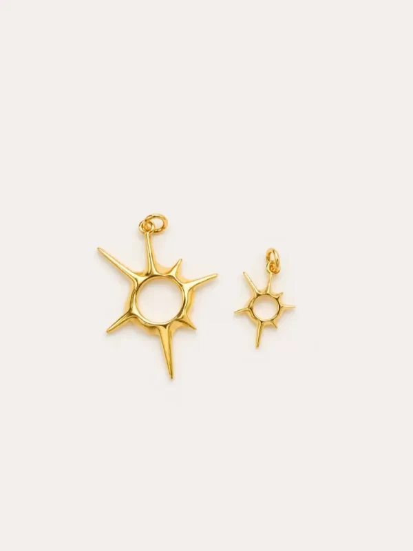 Sun Charm, Gold Filled Open Abstract Celestial Sun Ray Pendant for ...