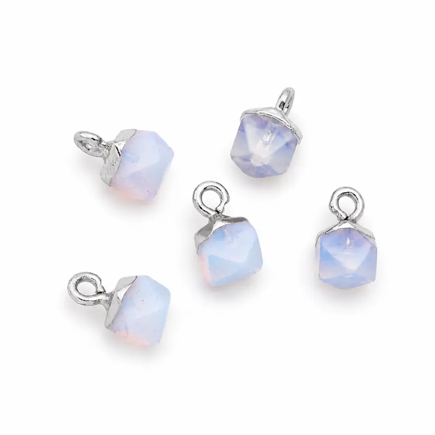 Dainty Faceted Cube Stone Charm, Natural Stone Faceted Pendant in Gold Filled for DIY Jewelry Making Supply, CP2142 - Image 2