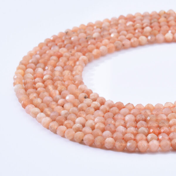 AAA Natural Fire sunstone Faceted Round bead.4mm round Faceted Gorgeous natural peach orange color Full Strand 15.5" bead PRP1026