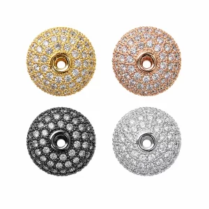 Gold Filled CZ Bead, Crystal Rondelle Spacer Bead, Rhinestone Bead, Sparkle Jewelry Finding, DIY Bracelet Bead, Necklace Bead, BD705
