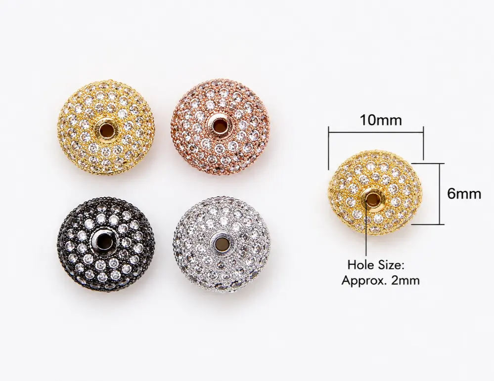 Gold Filled CZ Bead, Crystal Rondelle Spacer Bead, Rhinestone Bead, Sparkle Jewelry Finding, DIY Bracelet Bead, Necklace Bead, BD705 - Image 6