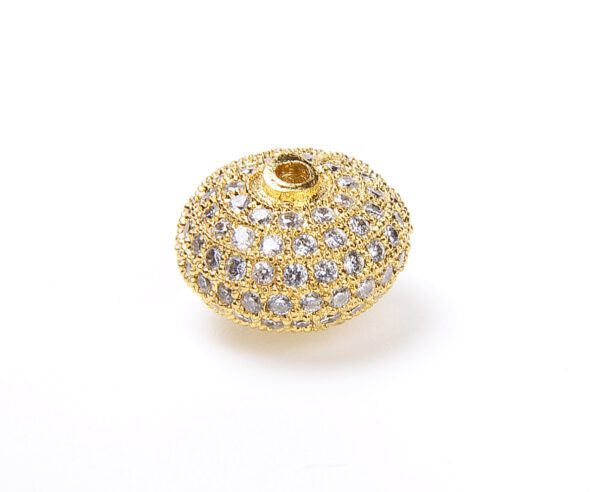 Roundel Rondelle Spacer, CZ Micro Pave Rondelle Bead, CZ Rhinestone Spacer, Pave Bead, Gold bead, 10mm, 12mm, 14mm|BD705 - Image 5