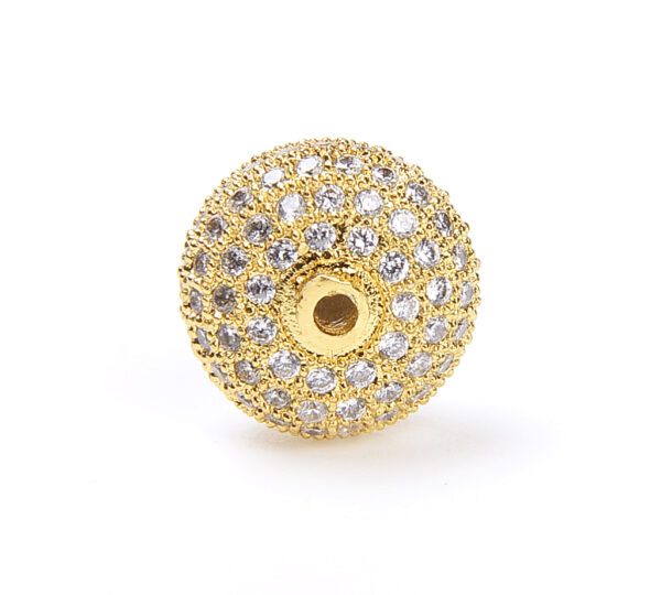 Roundel Rondelle Spacer, CZ Micro Pave Rondelle Bead, CZ Rhinestone Spacer, Pave Bead, Gold bead, 10mm, 12mm, 14mm|BD705 - Image 4