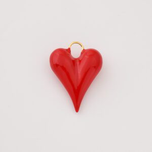 Large Red Enamel Heart Charm, Gold Filled Love Heart Pendant for Necklace Bracelet Charm Jewelry Making Supply, Valentines Gift, CP2179