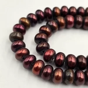 Genuine Plum Purple Pearl Freshwater Pearl 8-9mm Large Hole Round Iridescent Classic Pearl 7.5" Strand FWP038