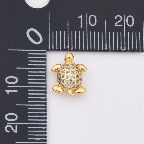 Turtle Bead Micro Pave Turtle Bead for Beach, 18K Gold Sea Turtle Bead, Rose Gold/Silver/Gold Beads, CZ Spacer Beads, 12x9mm, BD610 - Image 5