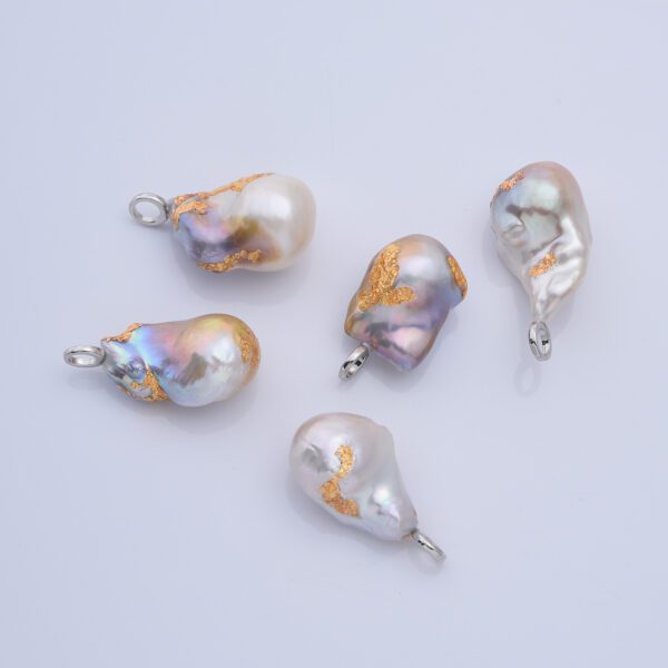 Sterling Silver 925 Freshwater Pearl Charm, Baroque Pearl Charm Big Bold Freeform Pearl Charm Pendant, CP2185 - Image 3