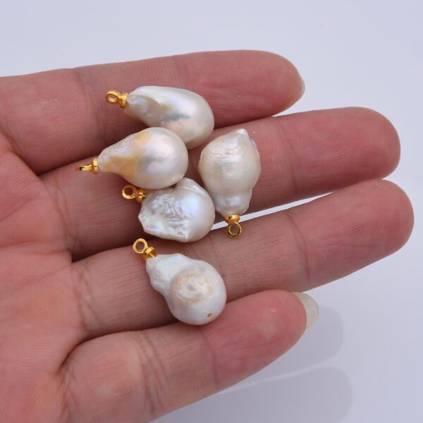 Gold Filled Freshwater Pearl Charm, Baroque Pearl Charm Big Bold Freeform Pearl Charm Pendant, CP2186 - Image 2