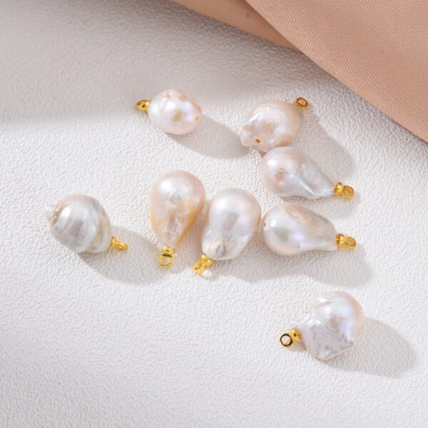 Gold Filled Freshwater Pearl Charm, Baroque Pearl Charm Big Bold Freeform Pearl Charm Pendant, CP2186 - Image 3