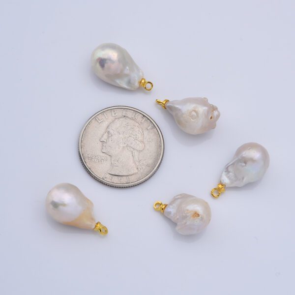 Gold Filled Freshwater Pearl Charm, Baroque Pearl Charm Big Bold Freeform Pearl Charm Pendant, CP2186 - Image 5