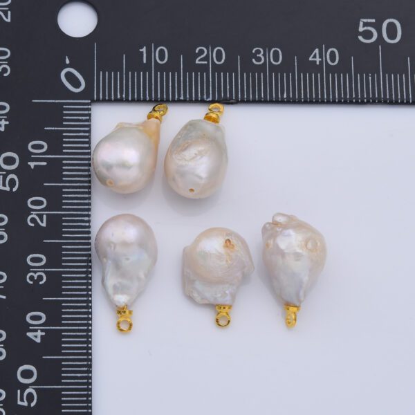 Gold Filled Freshwater Pearl Charm, Baroque Pearl Charm Big Bold Freeform Pearl Charm Pendant, CP2186 - Image 4