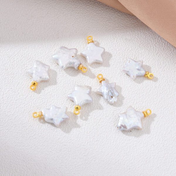 Dainty Star Pearls Charm, Gold Filled Natural White Baroque Freshwater Pearls for Necklace Bracelet Earring Beach Jewelry Making, CP2188 - Image 3