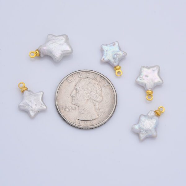 Dainty Star Pearls Charm, Gold Filled Natural White Baroque Freshwater Pearls for Necklace Bracelet Earring Beach Jewelry Making, CP2188 - Image 5