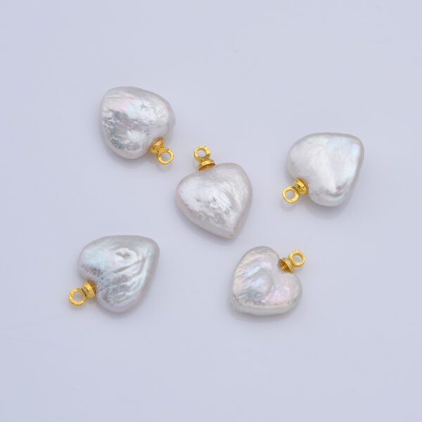 Dainty Heart Pearls Charm, Gold Filled Natural White Baroque Freshwater Pearls for Necklace Bracelet Earring Wedding Jewelry Making, CP2191