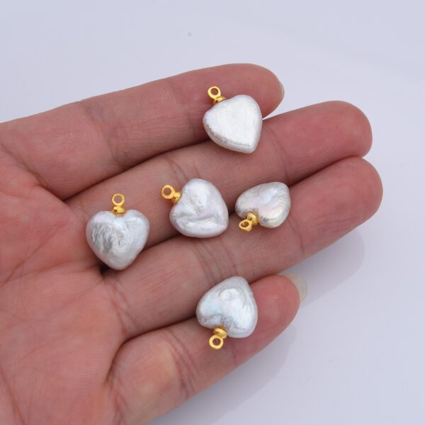 Dainty Heart Pearls Charm, Gold Filled Natural White Baroque Freshwater Pearls for Necklace Bracelet Earring Wedding Jewelry Making, CP2191 - Image 2