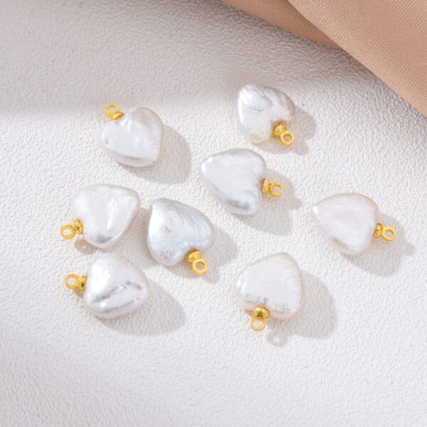 Dainty Heart Pearls Charm, Gold Filled Natural White Baroque Freshwater Pearls for Necklace Bracelet Earring Wedding Jewelry Making, CP2191 - Image 3