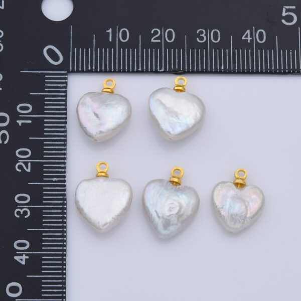 Dainty Heart Pearls Charm, Gold Filled Natural White Baroque Freshwater Pearls for Necklace Bracelet Earring Wedding Jewelry Making, CP2191 - Image 4