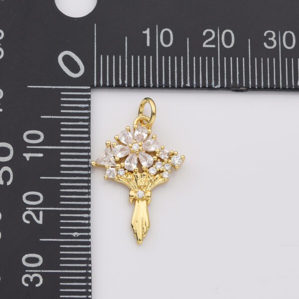 Gold Filled Bouquet Flower Charm Pendant for Necklace Bracelet Earring Jewelry Making Supply, Gift for Her, Mother's Day Gift, CP2193 - Image 4