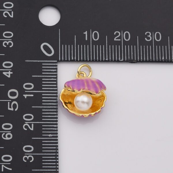 Open Clam Pearl Shell Charm, Gold Filled Sea shell Conch Pearl Pendant, Ocean Snail Shell Charm, DIY Fashion Jewelry, CP2195 - Image 5