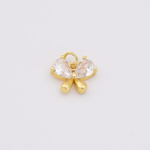 Dainty Butterfly Charm, Gold Filled Monarch Butterfly Pendant CZ Micro Pave for Necklace Bracelets Earring Jewelry Making Supply, CP2201