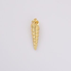 Gold Filled Spiral Shell Charm, Cone Seashell Pendant for Necklace Bracelet Beach Jewelry Making Supply, Summer Ocean Charm, 30x8mm, CP2226